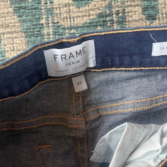FRAME Le Skinny de Jeanne Dark Wash Ankle Zip Denim Jeans‎ - Size 27 - Picture 6 of 10